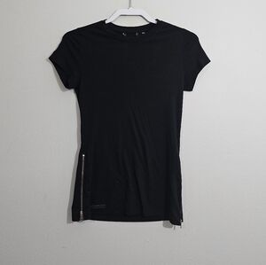 Orobos Solid Black Side Zippered Tee
